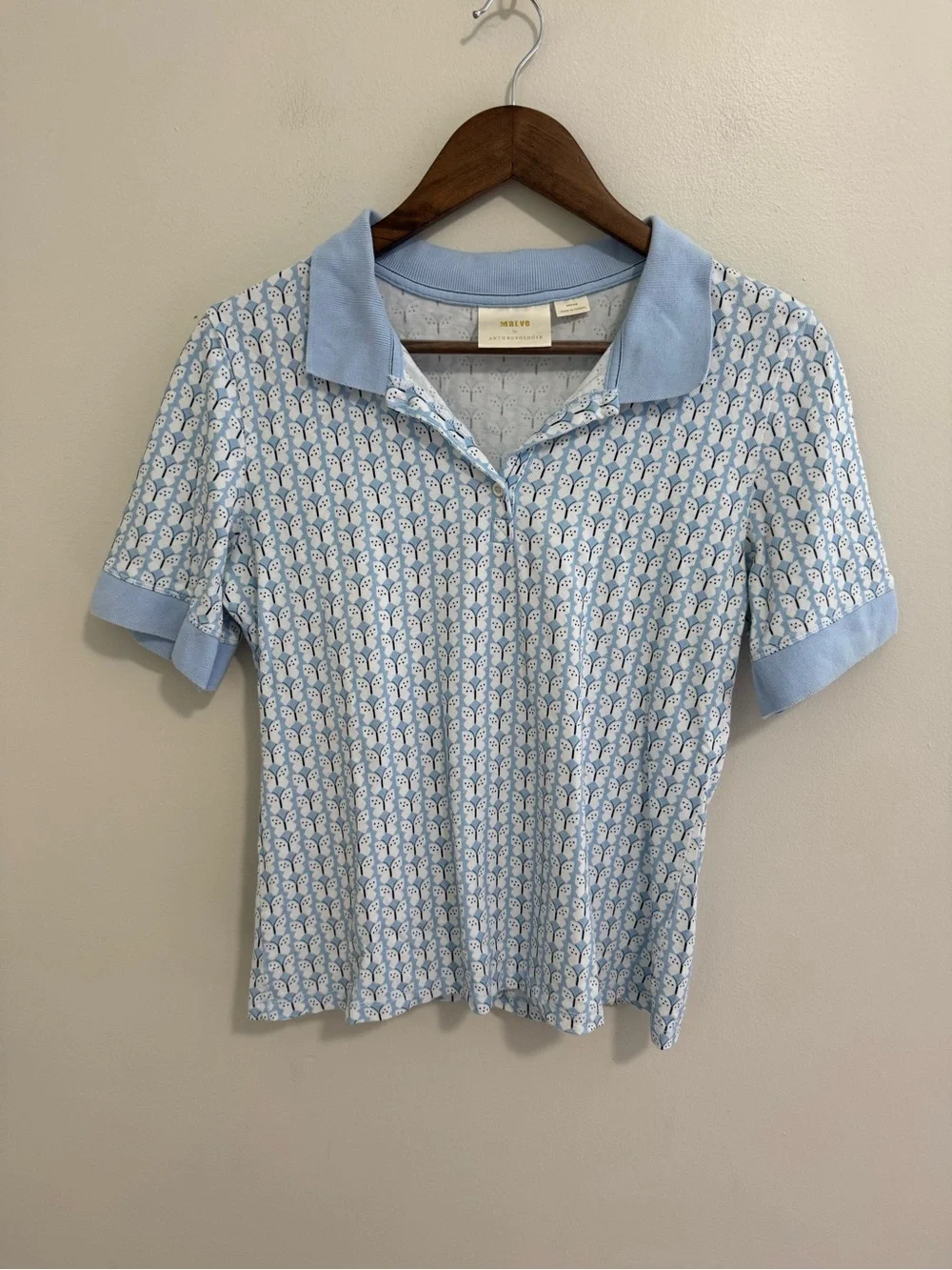Anthropologie Maeve Butterfly Print Polo Top - Picture 2 of 5